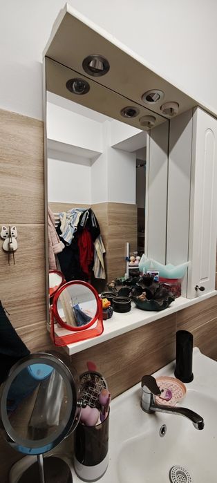 Set mobilier baie Lavoar + Baterie + Baza + Oglinda