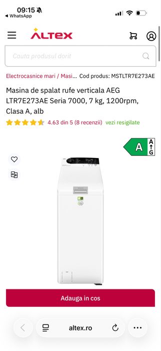 Masina de spalat rufe cu incarcare verticala AEG