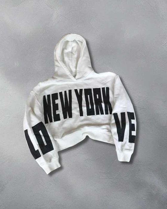 Hanorac Zara alb cropped New York Love – Y2K streetwear