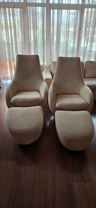 Диван Ъглов, Два Фотьойла и две табуретки Rolf Benz - Germany, Холна маса - Italy