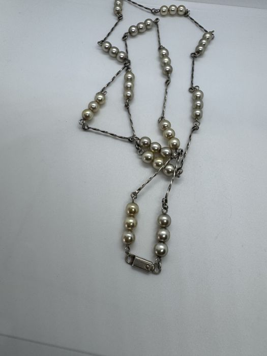 Colier lung din argint si perle