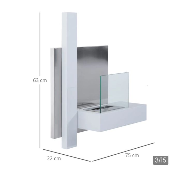 HOMCOM Șemineu pe Bioetanol din Inox Rezervor 1.5LT, 75 x 22 x 63cm
