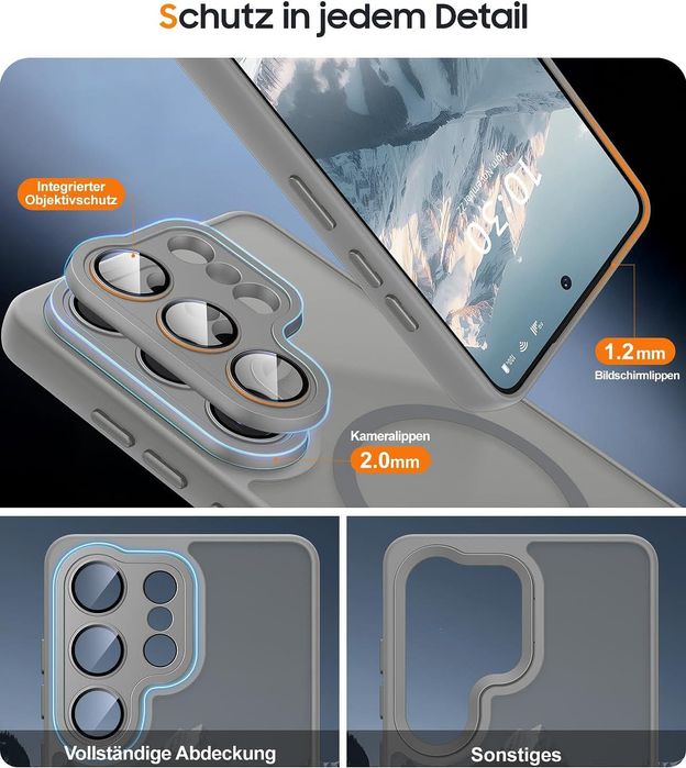 Матов magsafe кейс за samsung galaxy s26 ultra - титаниево сив - със з