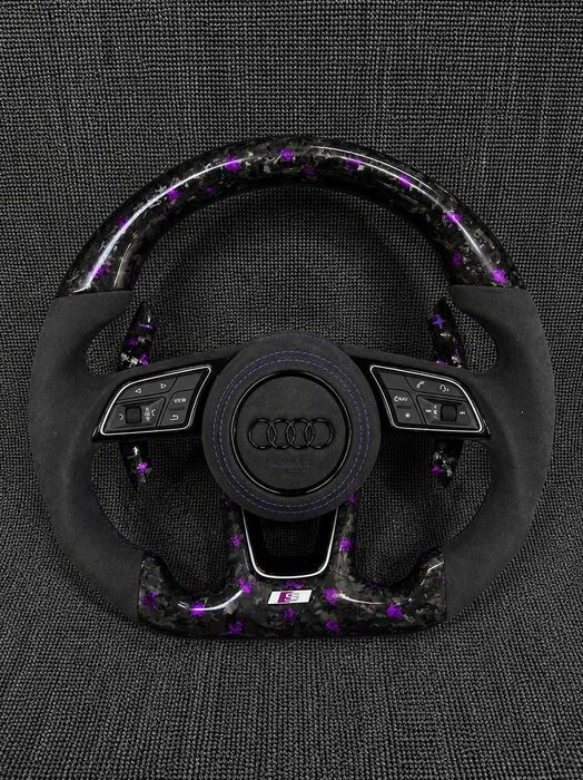 Volan Audi RS Custom | Piele / Carbon / Alcantara | A1 A3 A4 A5 A6 A7 A8 S3 S4 S5 S6 S7 S8 RS3 RS4 RS5 RS6 RS7 Q2 Q3 Q5 Q7 Q8 TT R8