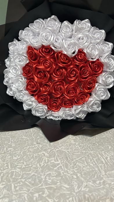 Цветы атласных лента букет 51 шт