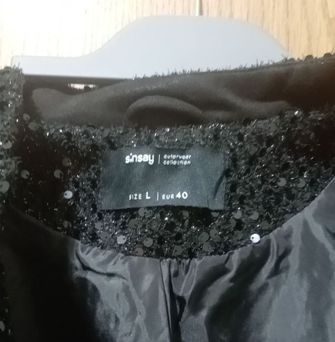 Sacou elegant negru cu paiete – Sinsay, mărimea L