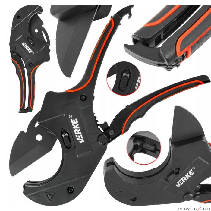 Foarfeca pentru taiat tevi din PVC si materiale plastice, 75 mm, Verke