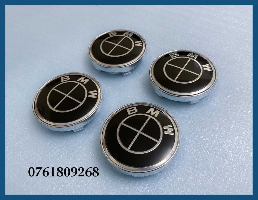 Set 4 capace negre 60mm jante aliaj BMW seria 1 2 3 4 5 6 7 X1 X3 X5 X6