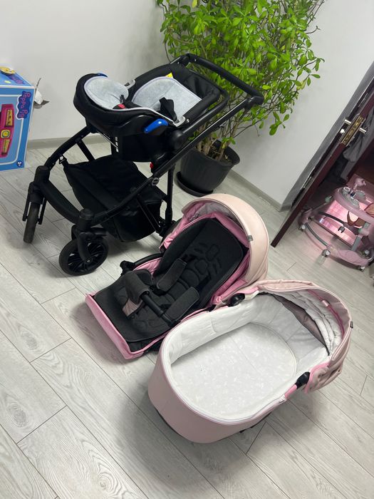 Vând cărucior copii krausman 3in1, roz pal