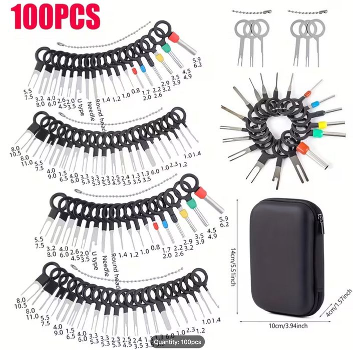 Set 100 Bucati Extractor Pini Din Mufe Auto Otel Inoxidabil Cheite