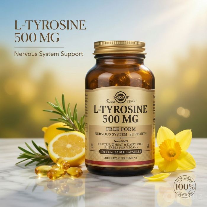 L- Тирозин, Solgar, L-Tyrosine
500 мг
100 растительных капсул