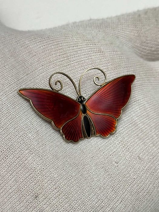 BROSA ARGINT 925 - Fluture Email - David Andersen - Norway - 1940-50 !