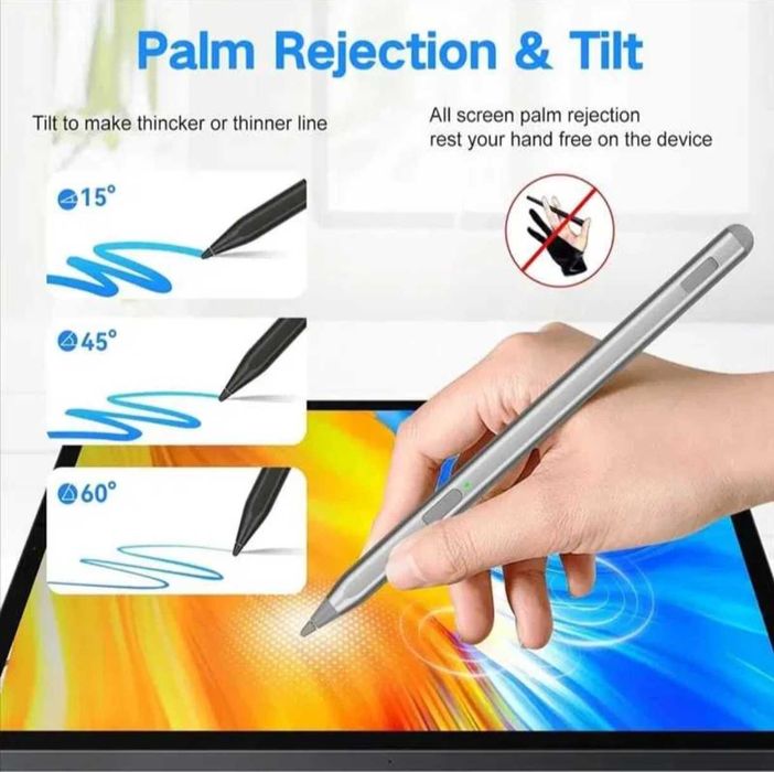 Стилус Писалка (Stylus Pen) с чувствителност на натиск 4096 степени, поддръжка на накланяне, отхвърляне на дланта и функция за изтриване