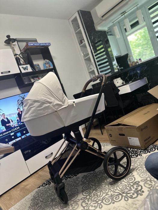 Луксозна бебешка количка Cybex Priam V4 (2в1) – Rose Gold / Off White + ПОДАРЪК