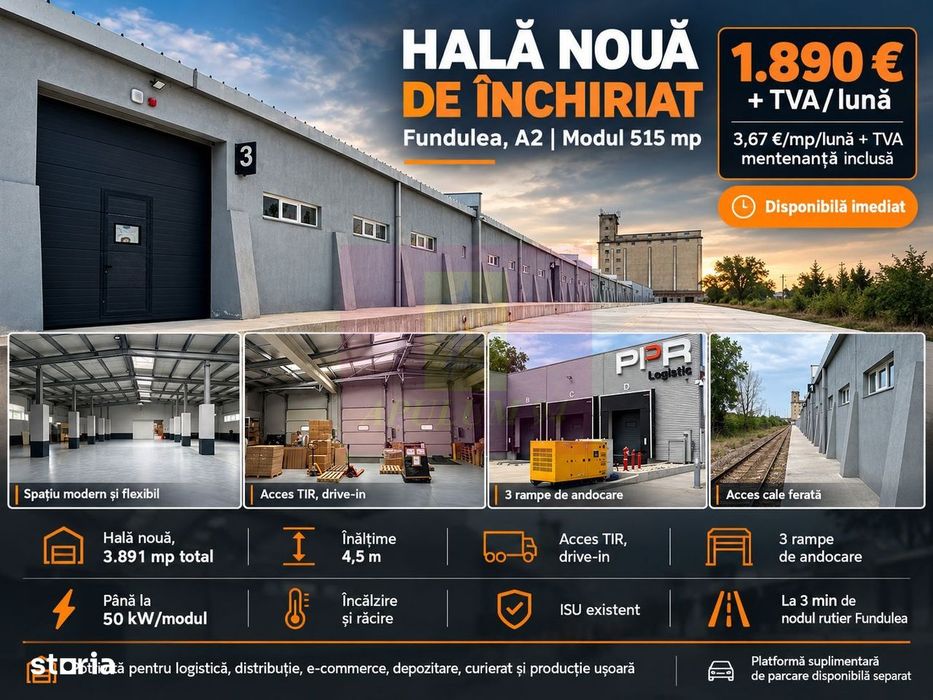 Hală nouă 515 mp | A2 Fundulea | ISU | DIsponibila imediat