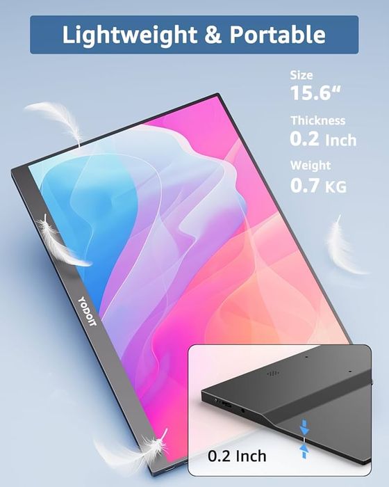Full HD IPS Преносим монитор Yodoit 1920 × 1080 15,6-инчa Full HD