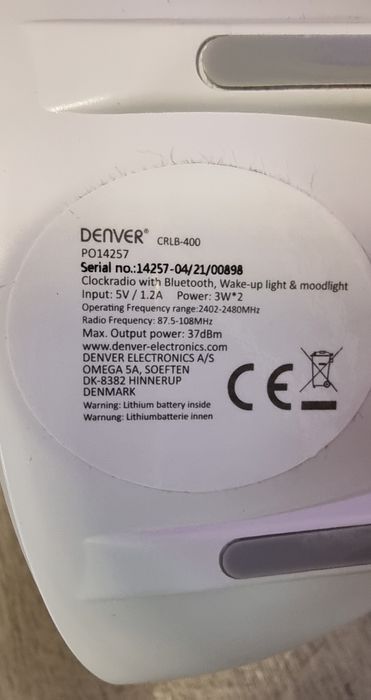 Часовник с лампа Denver