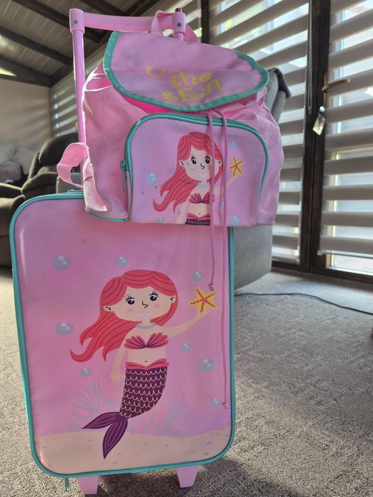 Set troler și rucsac copii "Under the sea" cu sirenă - roz - troller cu roți 46 cm, pret fix 55 lei