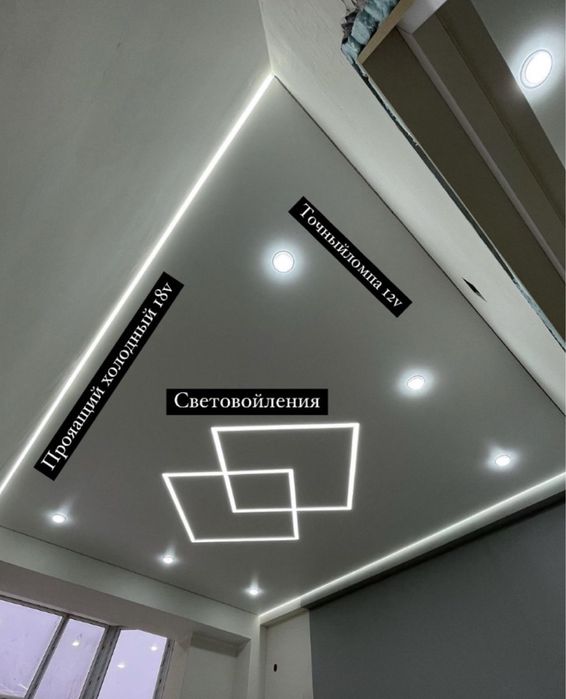 Натяжные потолки 1500тг