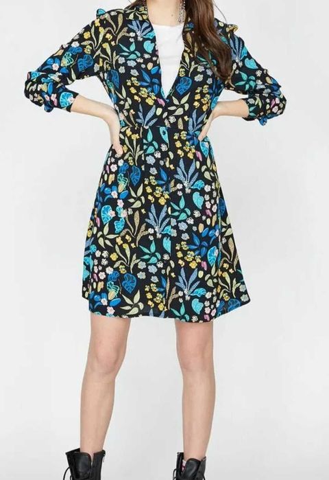 Rochie Koton florală, vaporoasă | elegantă & confortabilă | Marimea M