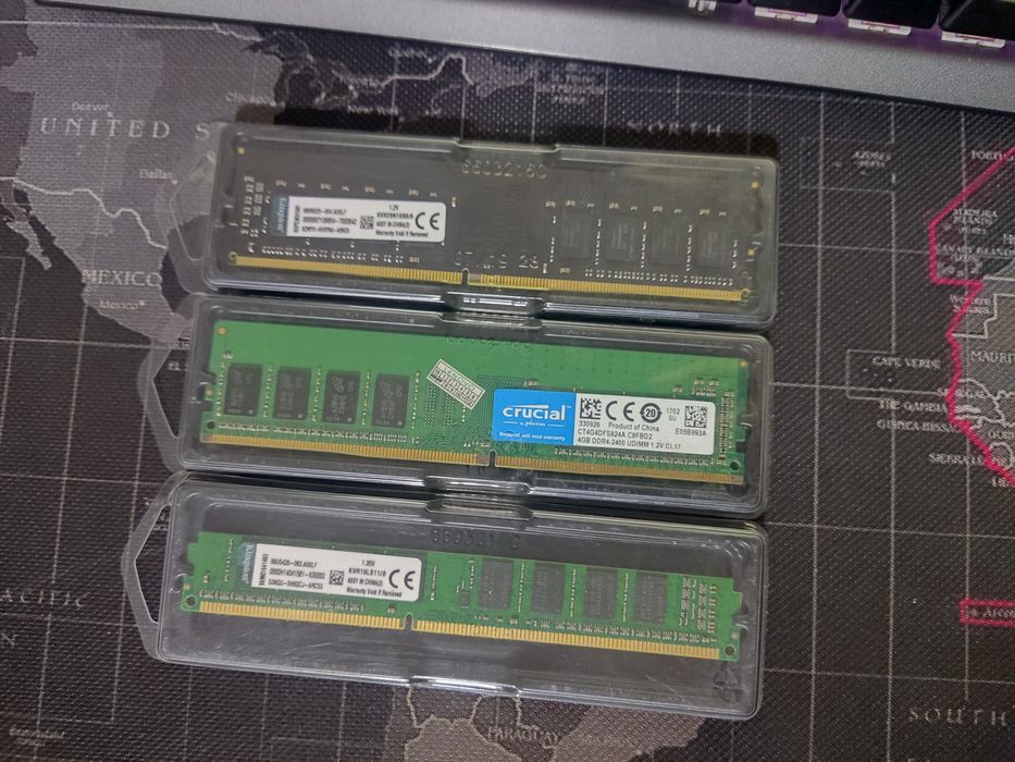 Ddr4 8gb, 4gb 2666Mhz. Ddr3 8gb 1600Mhz kingston