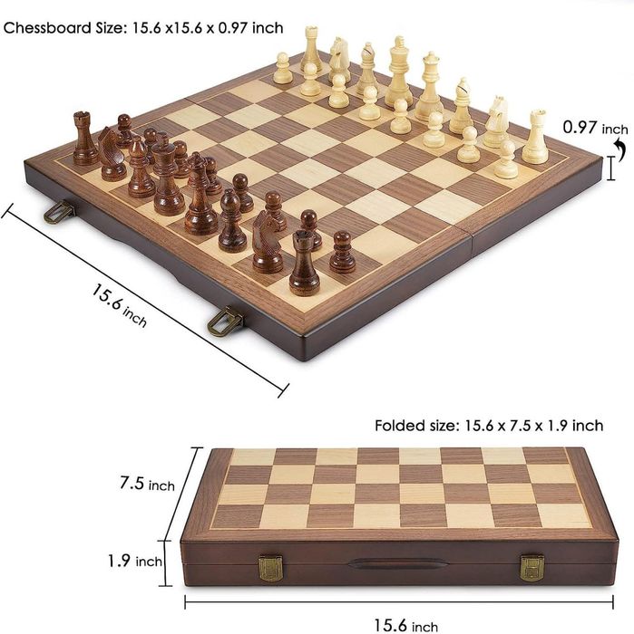 Шахматы+Шашки Магнитные Деревянные 40×22см