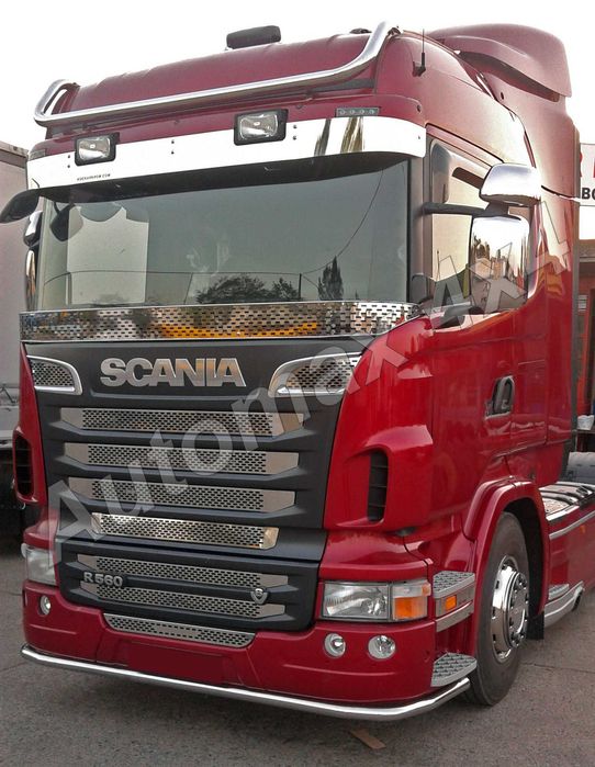 Bullbar, bara inox, suport proiectoare plafon Scania