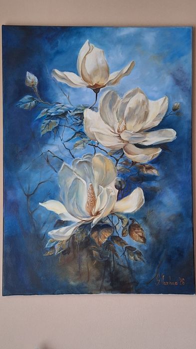 Simfonie florală- tablou realizat în ulei pe pânză  50/70cm
