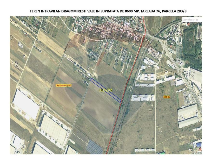 Vanzare teren intravilan 8,600mp Dragomiresti-Vale - langa A0 si A1