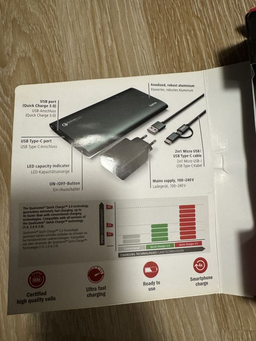 Baterie externa HAMA PREMIUM line10.000mah/ NOUA /cu incarcator