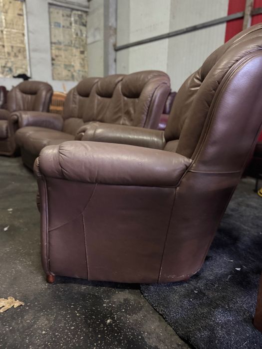 Кафява Гарнитура Естествена кожа