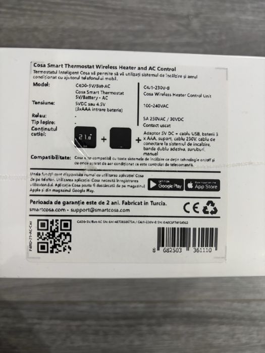 Termostat inteligent wireless si unitate cobtrol AC-sigilat