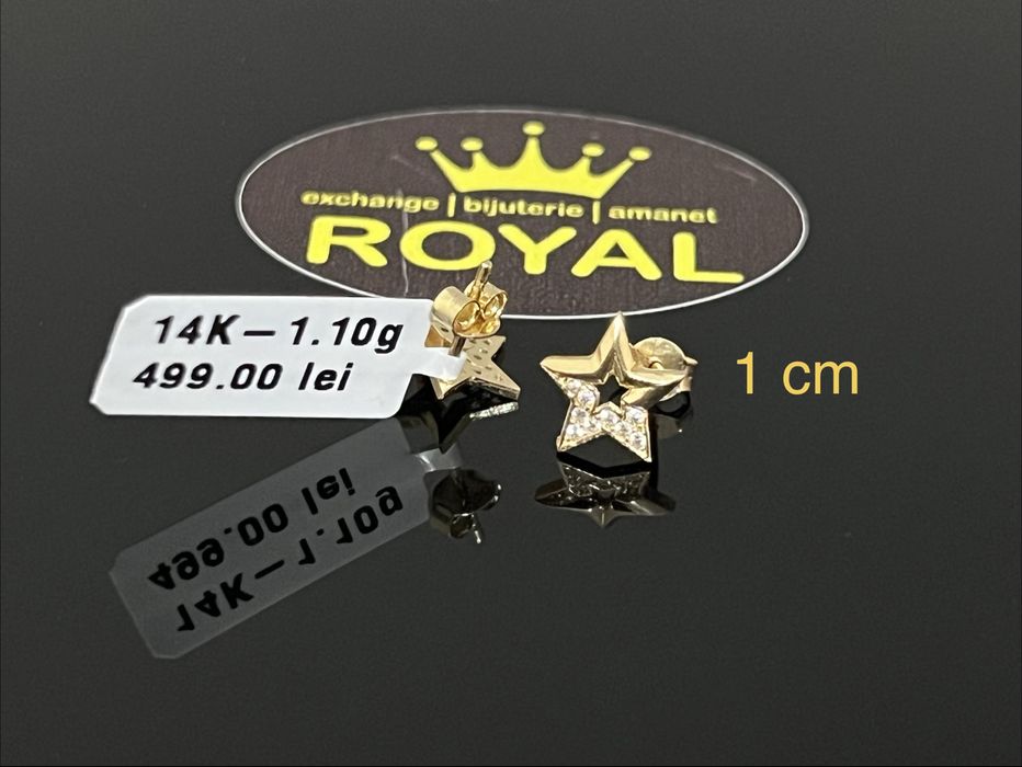 Bijuteria Royal CB : Cercei stea aur 14K 585. 1,10 gr
