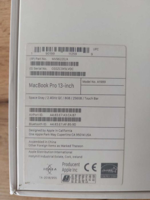 Apple MacBook Pro 13-inch, 2019 Space Gray 256GB