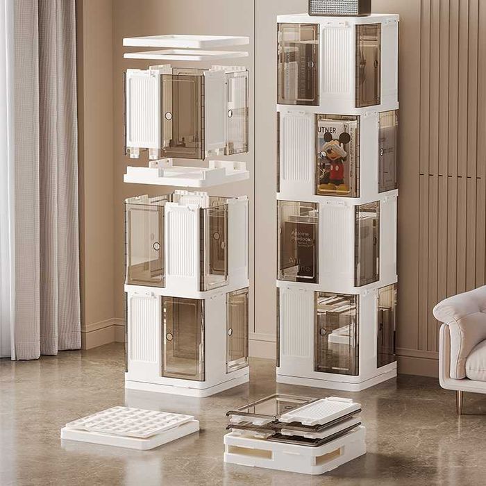 Вращающаяся модная книжная полка Складная пластиковая книжная полка