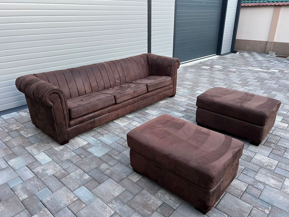 Canapea Sufragerie Alcantara  XXXL  4 locuri  inclus 2 Tabureti