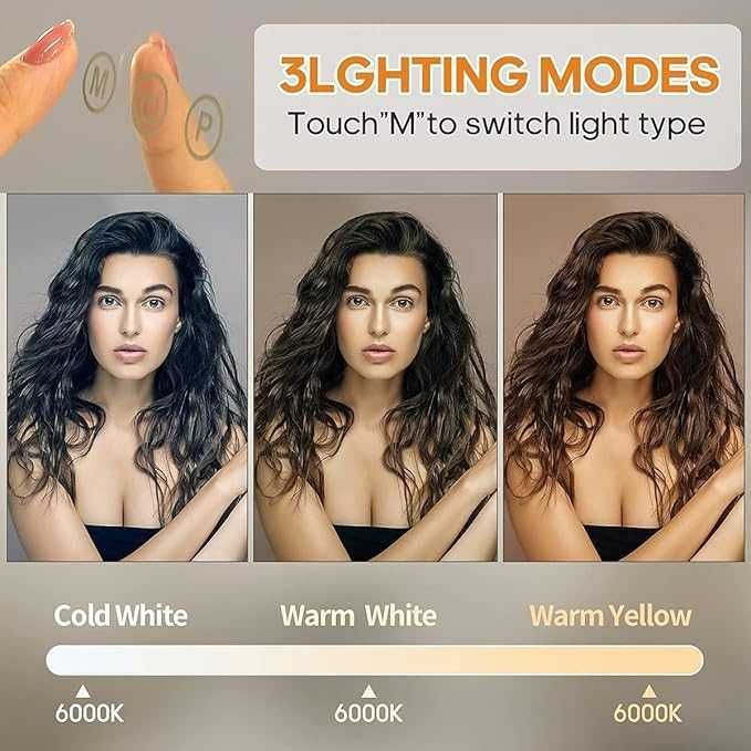 Oglindă Hollywood HANSONG cu iluminare, oglindă de machiaj cu 14 becuri