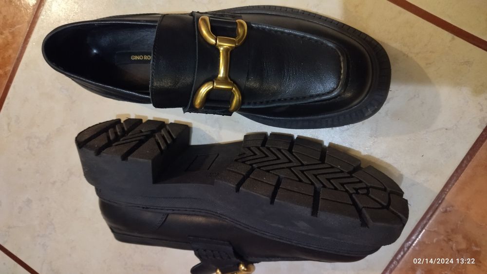 Pantofi lord din piele narurala, negri, nr. 39