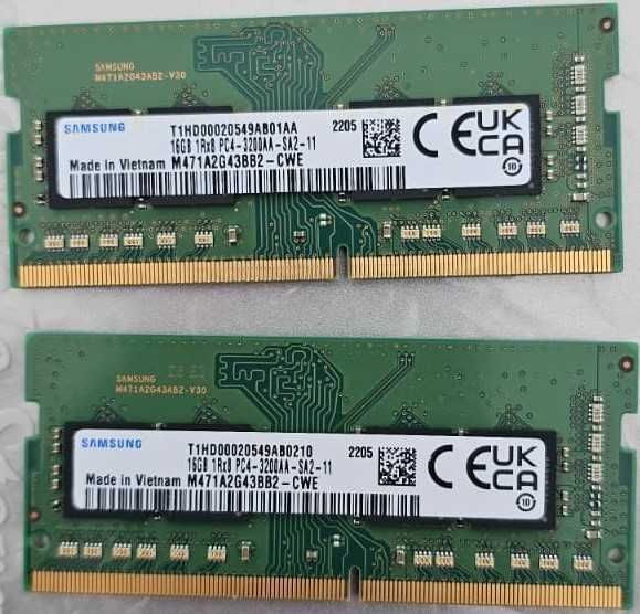 Memorie RAM Laptop Samsung DDR4 2x16GB 1Rx8 PC4 3200AA SA2 11 M471A2G43BB2 CWE