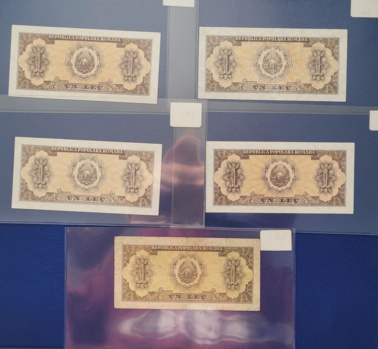 Bancnota 1 leu 1952 serie rosie bani vechi