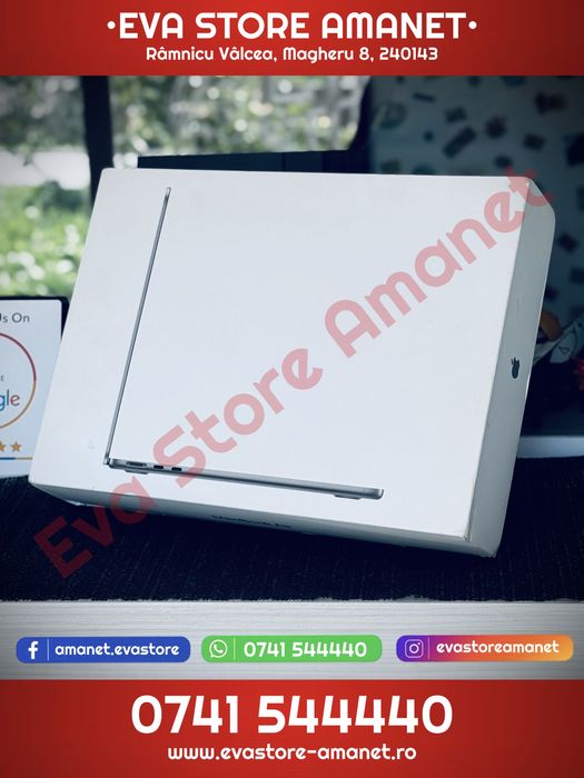 Laptop Apple MacBook Air 13.6” Space Gray M3 Cip 256GB 8GB RAM Touch ID A3113 2024 Battery Life 100% (73 Cicluri) Complete in Box