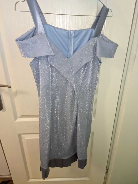 Дамска официална сребриста рокля