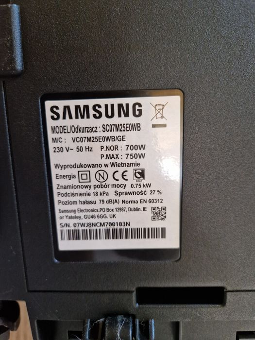 Aspirator Samsung, sac reutilizabile,putere 750w