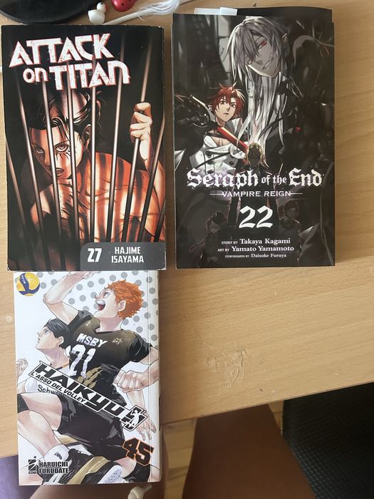 Манга Attack on Titan, Seraph of the end, Haikyuu