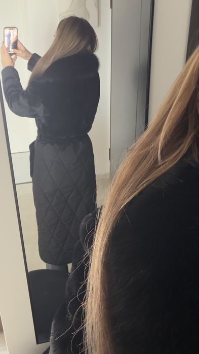 Haina de blana naturala de vulpe si alcantara ,noua ,marimea s