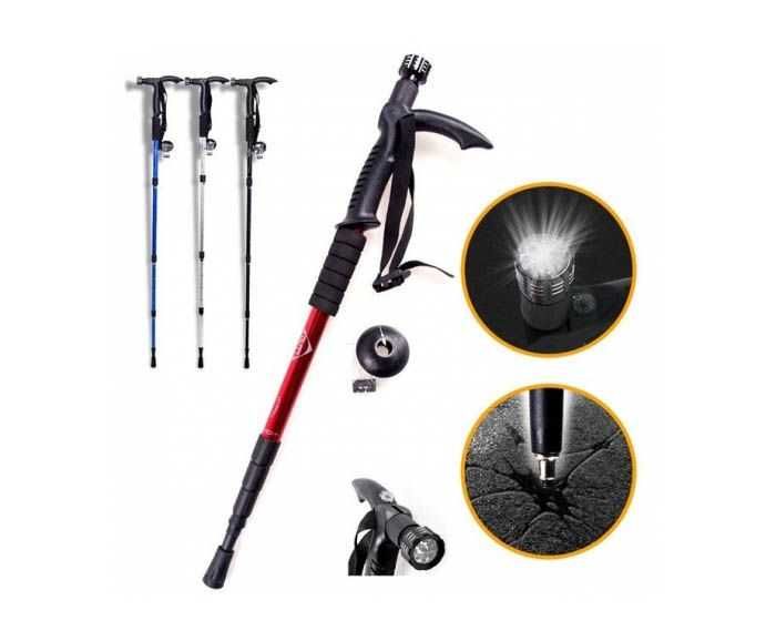 Сгъваем телескопичен бастун с фенерче туристическа щека