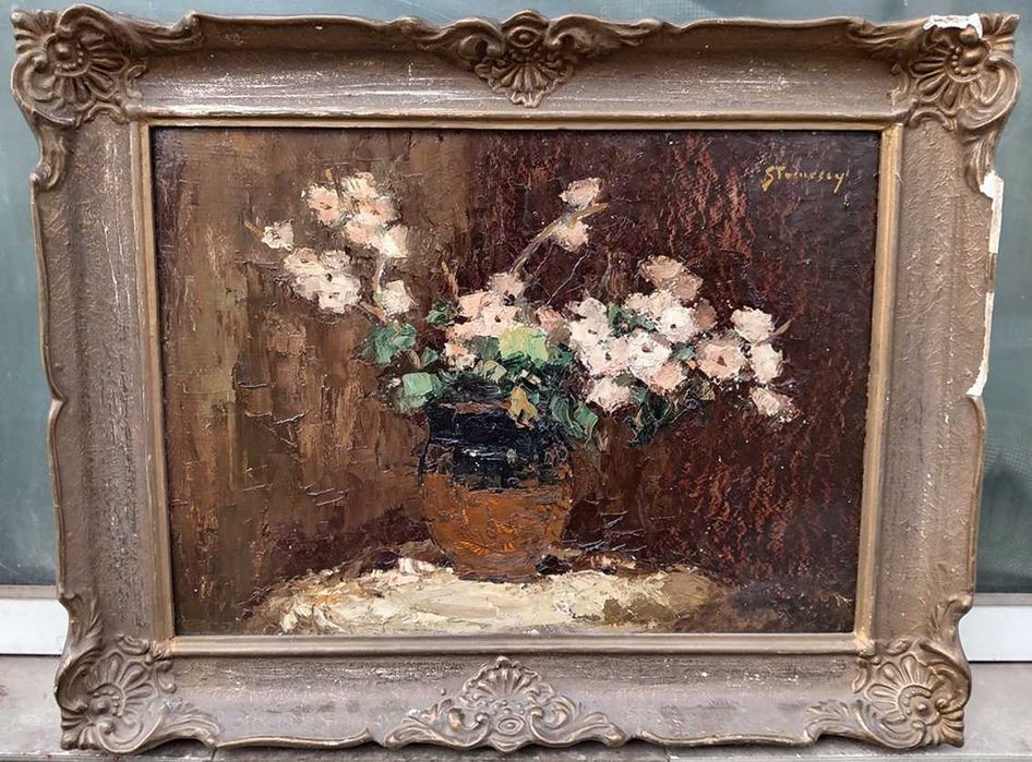 Tablou vechi - vaza de toamna - semnat Stoenescu