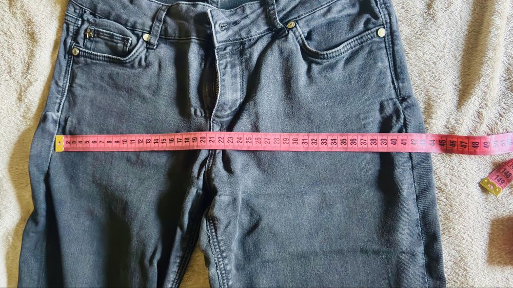 Blugi Damă Slim Fit Gri Antracit Mărimea M talie inalta