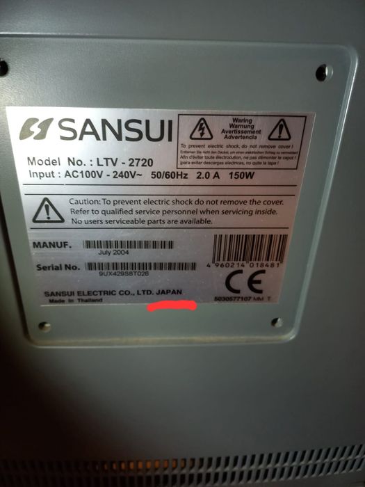 Телевизор оригинал, б/у Sansui, рабочий