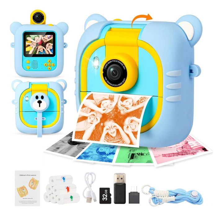 Детска камера с принтер 180° – Образователна камера за деца с игри